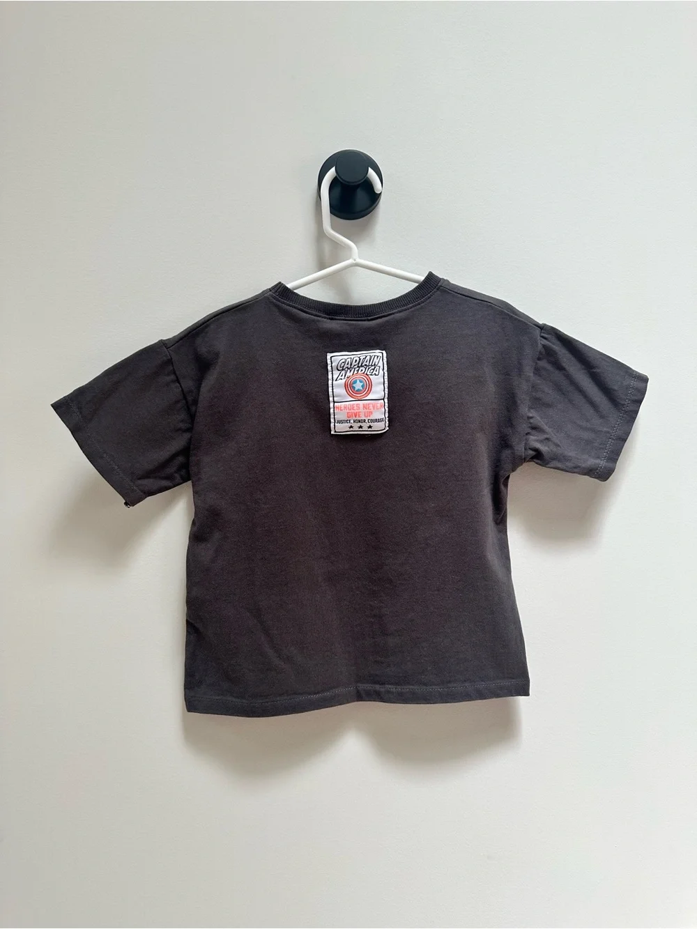 Zara Marvel Gray Tee with Red, White and Blue Shield Graphic, 3 Years